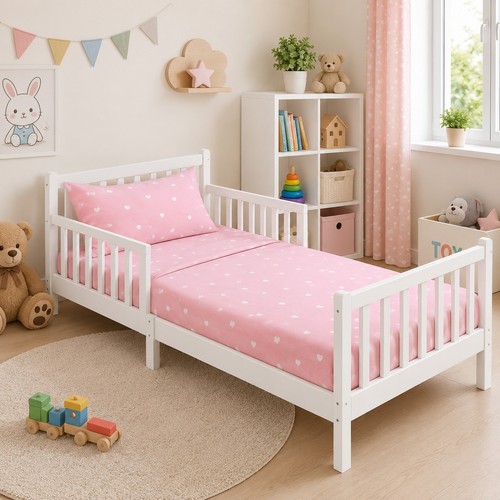 Toddler bed with safety - with,
